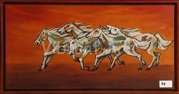 Horses with Orange background