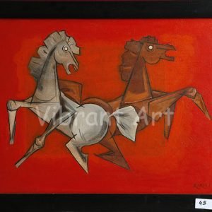 Horses Abstract Red