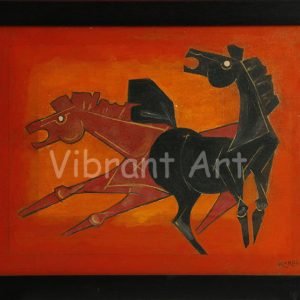Horses Abstract Red