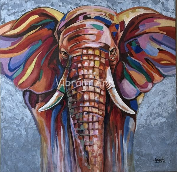 Elephant Abstract Art with Knife and Texture